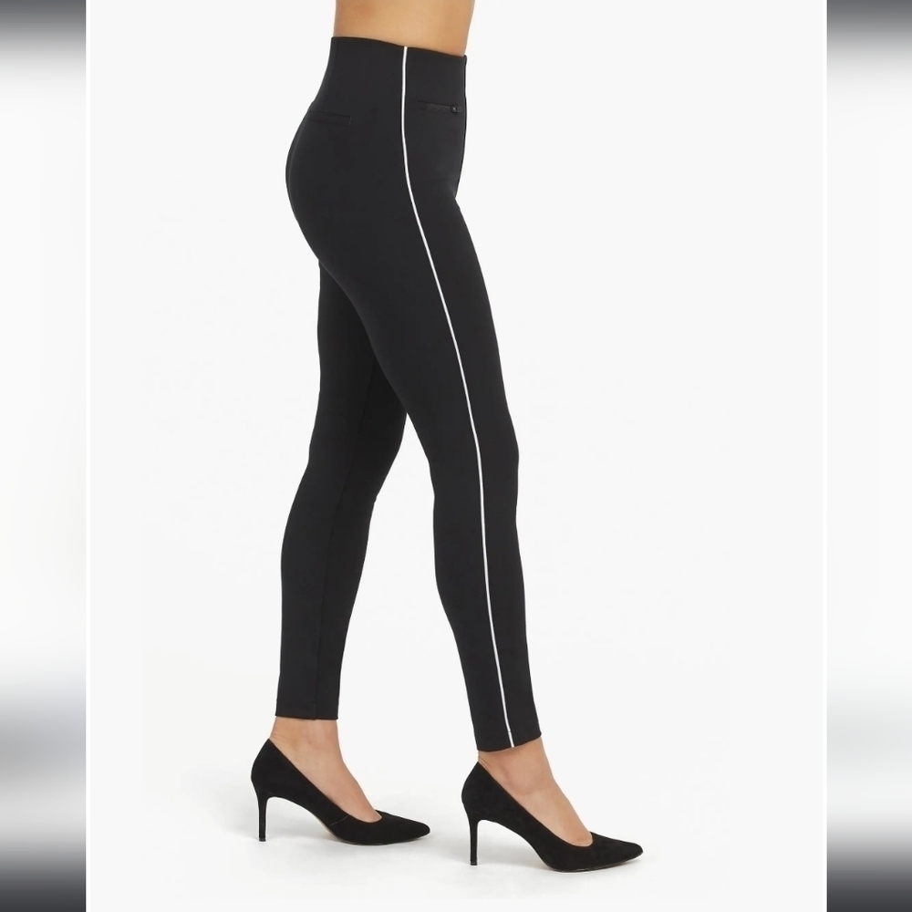 SPANX Black Ankle Pants with White Stripe